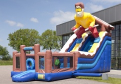 wholesale Multiplay skier bounce house with slide suppliers